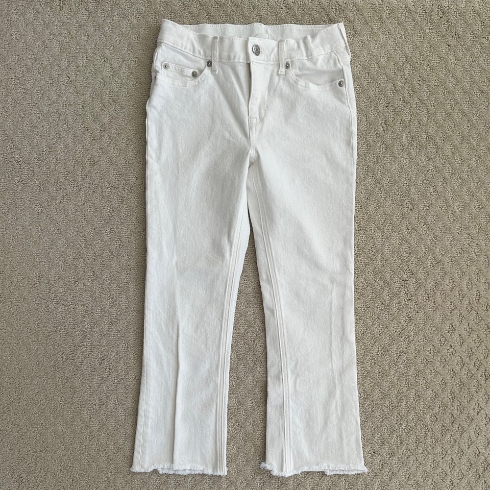 Crewcuts Girls' Denim Raw-Hem Demi-Boot Jean White 10 Cropped Casual Spring